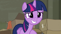 Twilight Sparkle grinning nervously S6E9