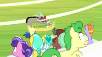 Coach Discord blowing his whistle S8E15