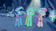 Minuette, Lyra Heartstrings and Twinkleshine distracted S2E26