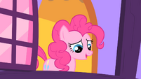 Pinkie tries to get her friends to stay a little longer: "There's still some cake left."