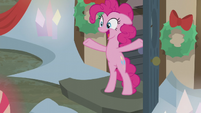 Pinkie Pie excitedly steps outside S5E20