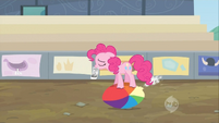 Does it look like Pinkie is riding on a deflated beach ball? I guess she's disappointed.