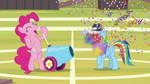 Pinkie blasts party cannon in RD's face S9E15