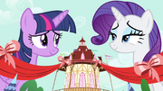 Twilight and Rarity smiling S4E13