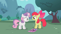 Apple Bloom questioning Sweetie Belle S02E05