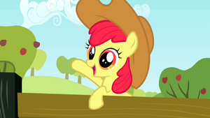 Apple Bloom wearing Applejack's hat 1 S2E14.png