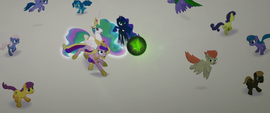 Cadance jumps in front of Celestia and Luna MLPTM