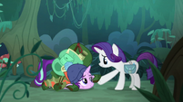 Starlight Glimmer taking Rarity by the hoof S8E13