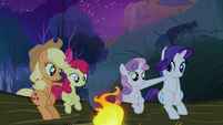 Sweetie Belle and Apple Bloom sat with their sisters S3E6