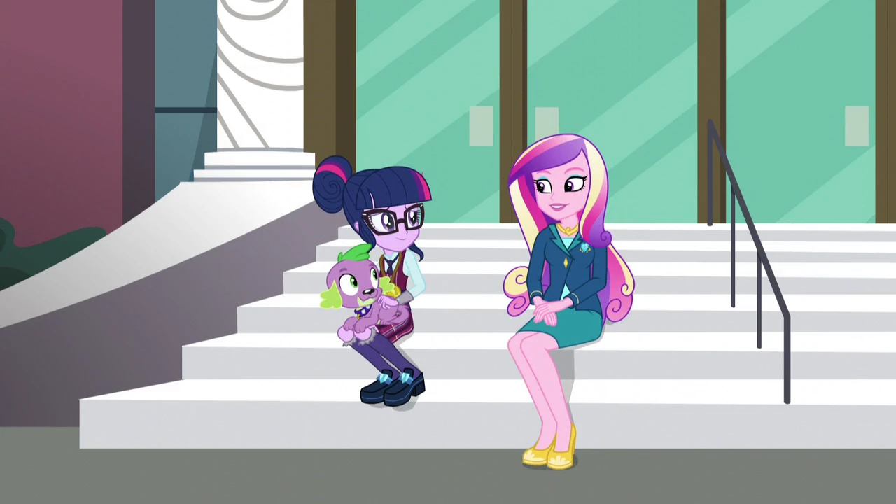 Dean Cadance sits next to Twilight EG3.png