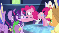 Pinkie Pie telling Starlight about the seaponies S8E1