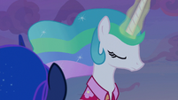 Princess Celestia letting her mane down S9E13