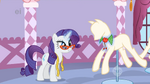Rarity placing Applejack's collar in a mannequin S1E14