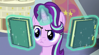 Starlight Glimmer levitating two books S8E12