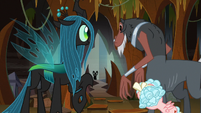 Chrysalis, Tirek, and Cozy notice a silhouette S9E1