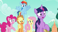 Rarity's friends gasp in shock S6E9