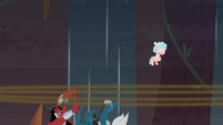 Tirek and Chrysalis fall off the tightrope S9E8
