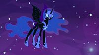 Nightmare Moon glowering at Daybreaker S7E10