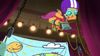 Scootaloo bungee jumps from the rafters S6E4