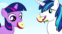 Sharing an apple.