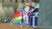 Twilight and Rainbow Dash zip up to relic display EGS2