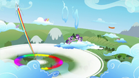 Rainbow Dash successfully made her first sonic rainboom...