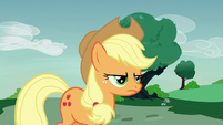 Applejack angrily following Rarity S7E9