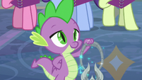 Spike holding the Amulet of Aurora S8E17