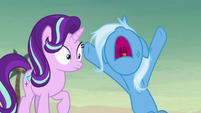 Trixie angrily shouts "we're friends" S8E19