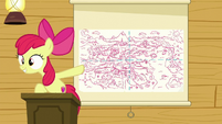 Apple Bloom points at the map S6E4