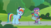 Rainbow Dash annoyed next to Snips S9E15