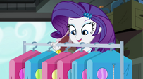 Rarity pulls out a wardrobe rack EG2