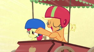 Applejack starts singing Derby Racers S6E14