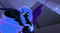 Nightmare Moon with a purple wing