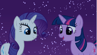 Rarity and Twilight looking at Spike S1E24