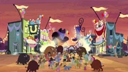 Mieszkańcy Appleloosy bawią się na przyjęciu zorganizowanym przez  w odcinku 