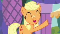 Young Applejack excited about her idea S6E23