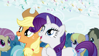 Applejack and Rarity in awe of the Breezies S4E16