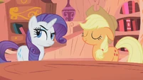 Rarity waits and waits for a proper "Excuse me." What does she get? "Pard'n."