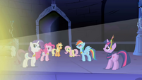 Main 6 ponies looking at Celestia's light S1E2