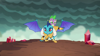 Princess Ember lands on the ground S6E5