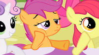 Looks like Scootaloo is still unsuccessful at getting to Rainbow Dash.