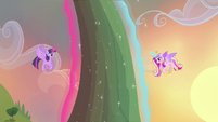 Twilight and Cadance using magic to levitate flower S4E11