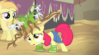 Apple Bloom in muddy hat and galoshes S4E13