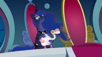 Princess Luna looking sinister with a goose S9E4