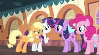 Applejack jabbed Rarity in good faith.