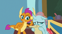 Smolder trying to hear Ocellus cheer S9E15