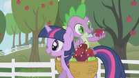 Spike looking at an apple S01E03