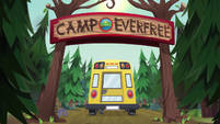 CHS bus drives through the Camp Everfree entrance EG4
