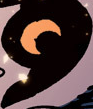 Red crescent moon on a black background (alternate universe counterpart in My Little Pony: Friendship is Magic Issue #20)